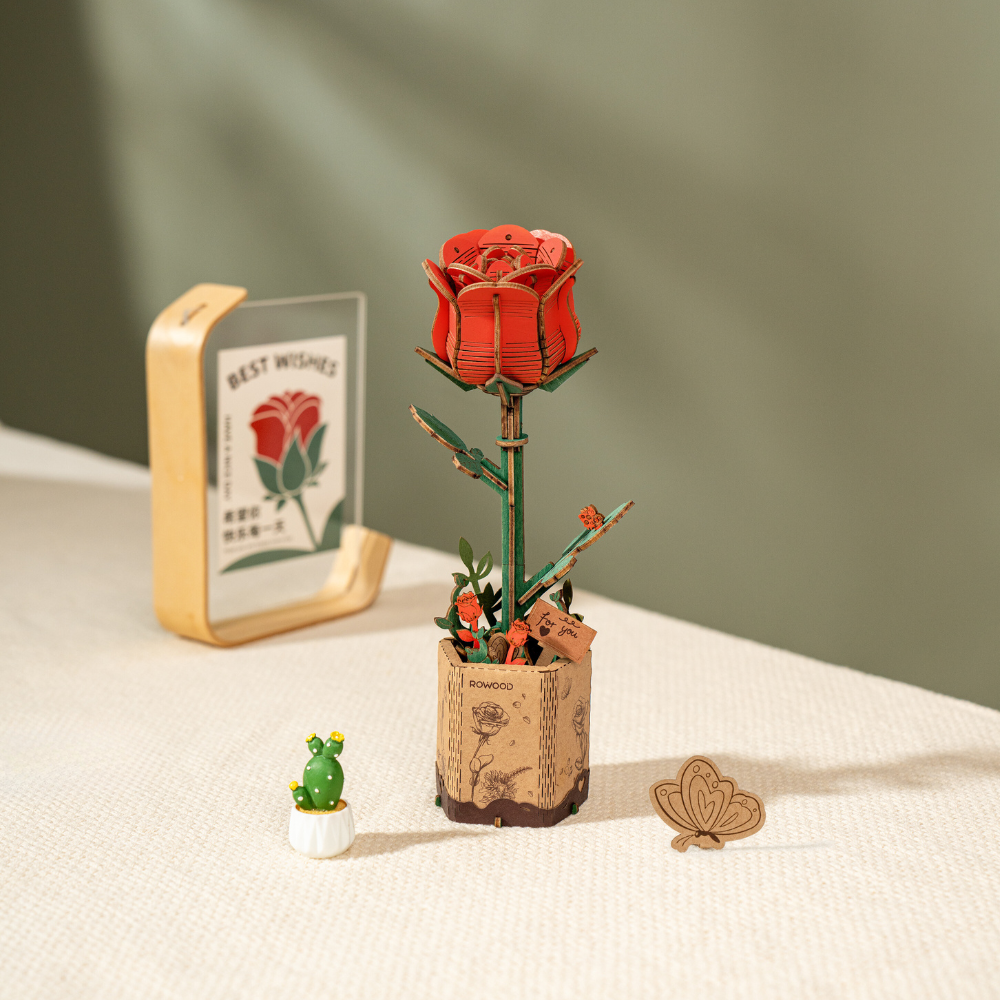 Red Rose- 3D Wooden Puzzle