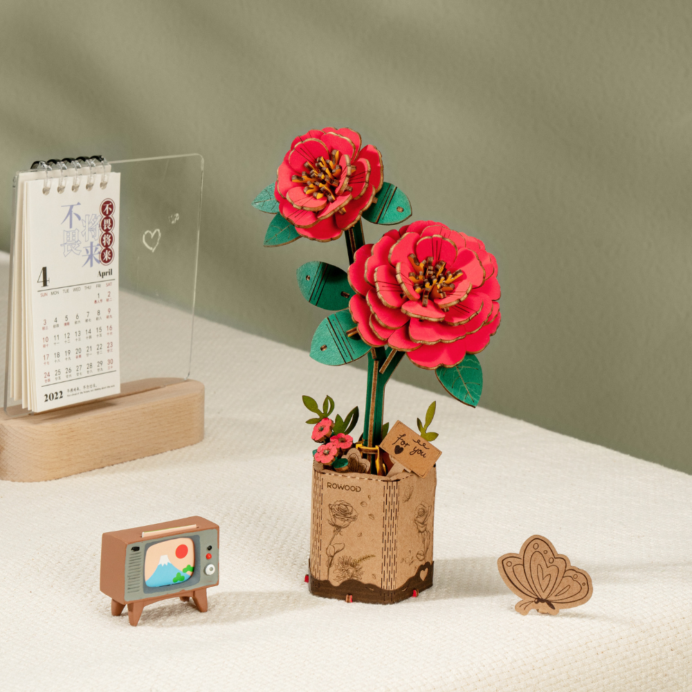 Red Camellia- 3D Wooden Puzzle