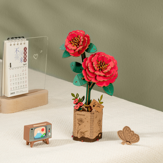 Red Camellia- 3D Wooden Puzzle
