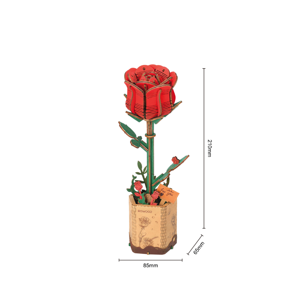 Red Rose- 3D Wooden Puzzle