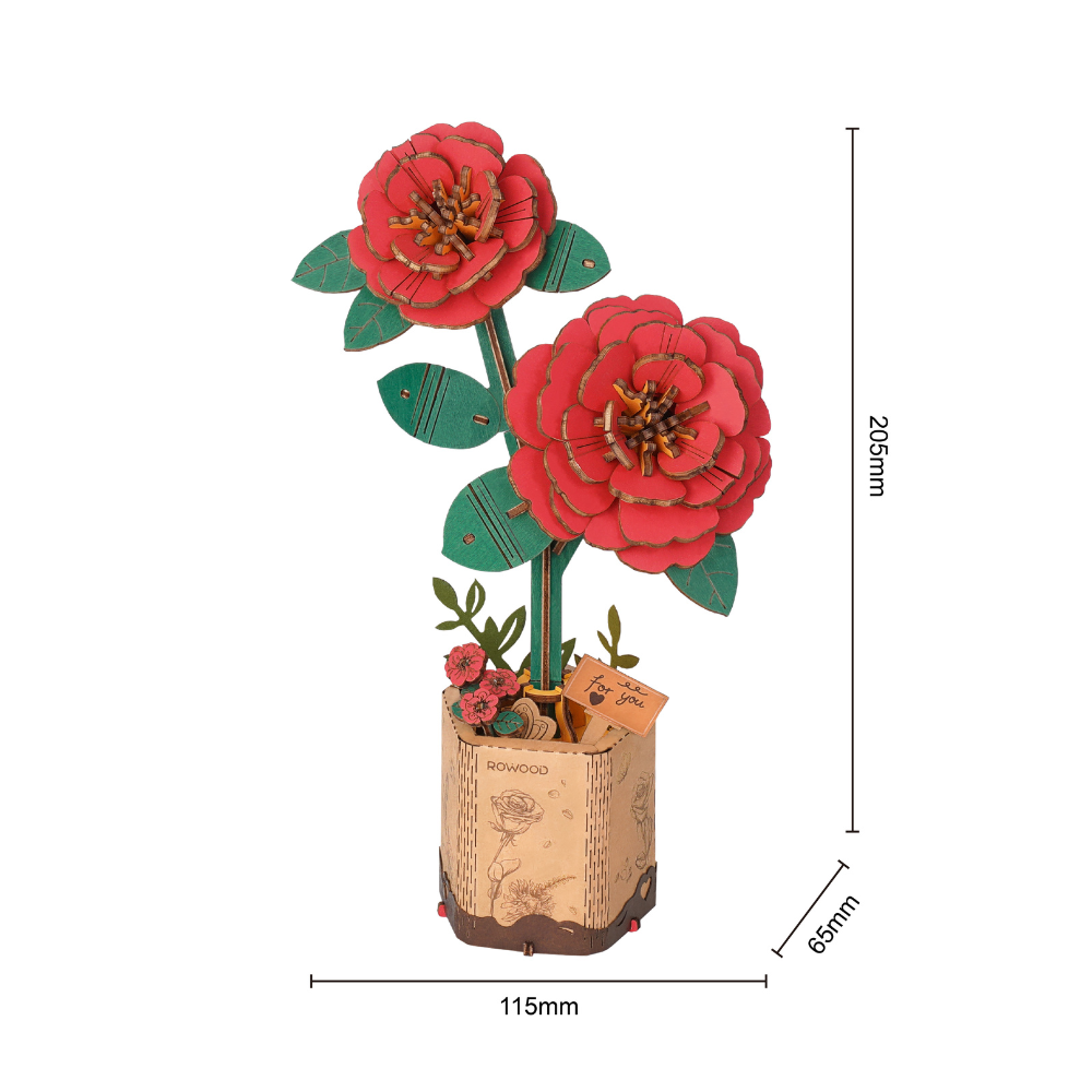 Red Camellia- 3D Wooden Puzzle