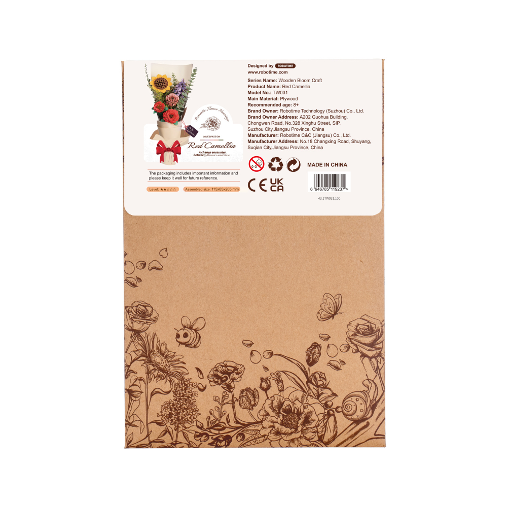 Red Camellia- 3D Wooden Puzzle
