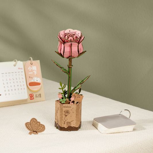 Pink Rose- 3D Wooden Puzzle