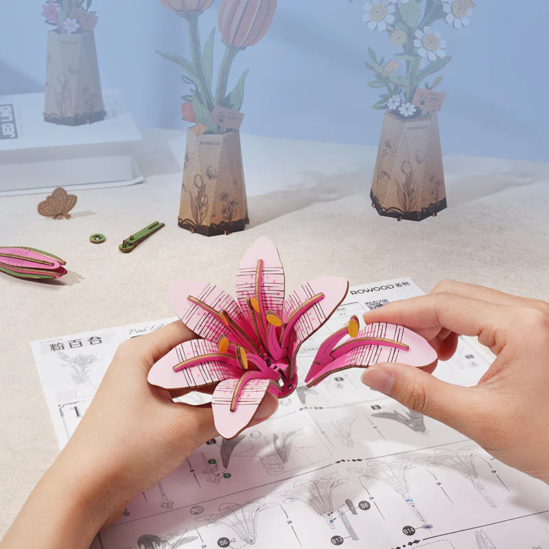 Pink Lily - 3D Wooden Puzzle