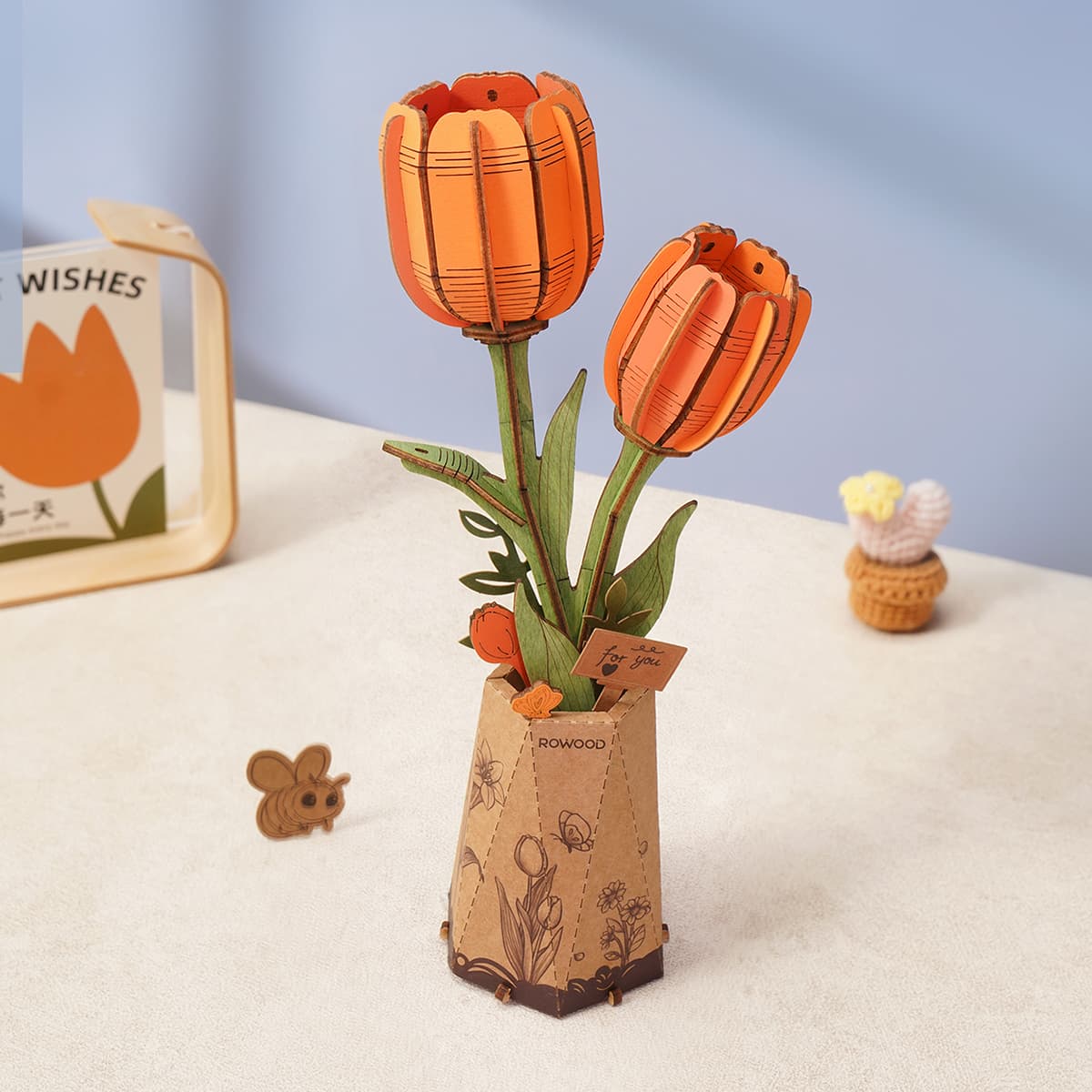 Orange Tulip - 3D Wooden Puzzle
