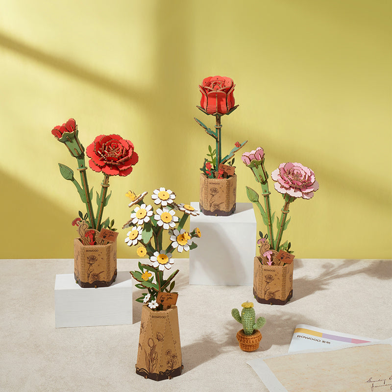 Red Carnation- 3D Wooden Puzzle
