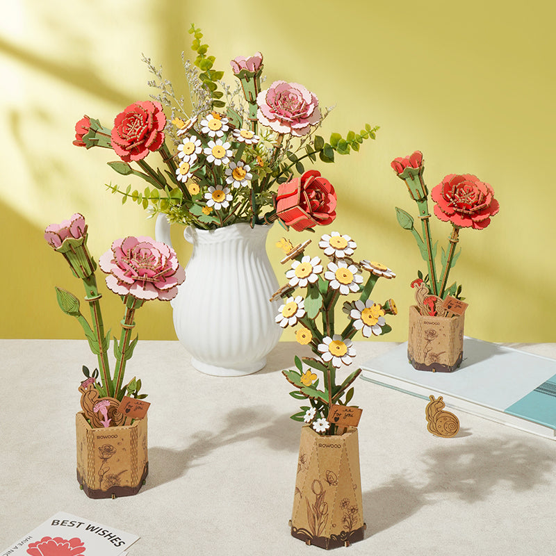 Red Carnation- 3D Wooden Puzzle