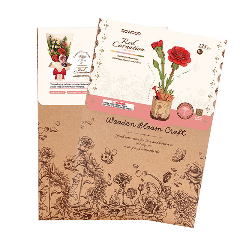 Red Carnation- 3D Wooden Puzzle