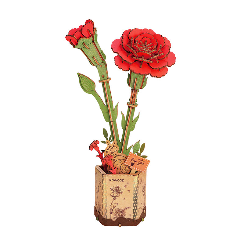 Red Carnation- 3D Wooden Puzzle