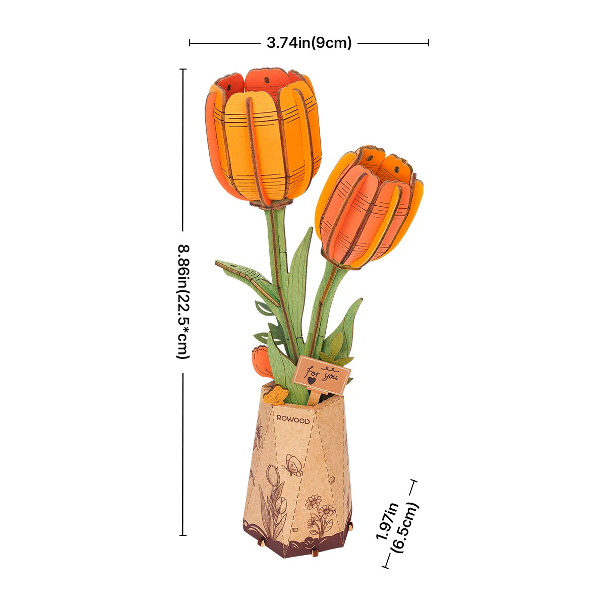 Orange Tulip - 3D Wooden Puzzle