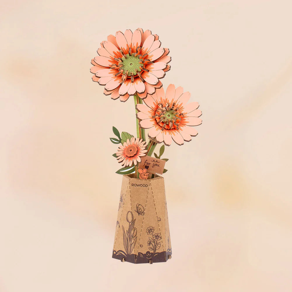 Light Orange Gerbera Daisy - 3D Wooden Puzzle