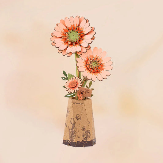 Light Orange Gerbera Daisy - 3D Wooden Puzzle
