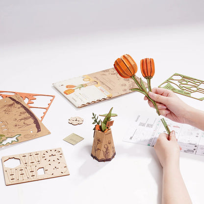Orange Tulip - 3D Wooden Puzzle